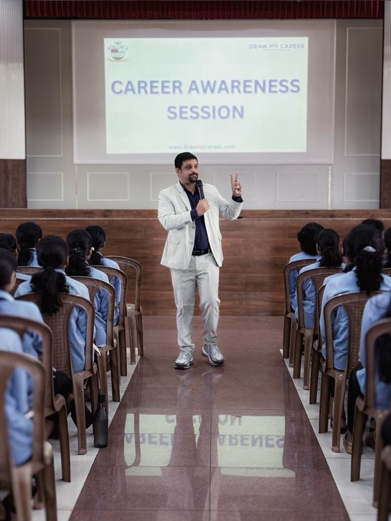 A career awareness session in a school hall